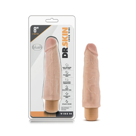 Blush Dr. Skin Vibe 14 Realistic 8 in. Vibrating Dildo Beige