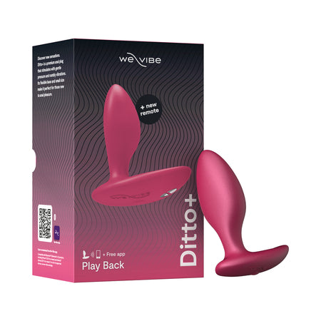 Plug anal vibrador de silicona recargable con control remoto We-Vibe Ditto+, color rosa cósmico