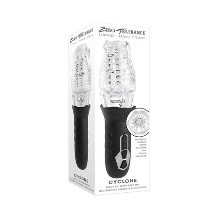 Zero Tolerance Cyclone Rechargeable Vibrating Spinning Stroker Black Clear